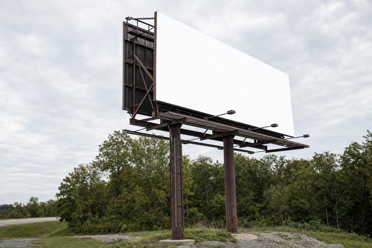Billboard structure and support frame beside a road, showing how billboard advertising works in Springfield