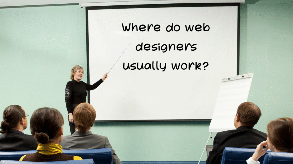 Where do web designers usually work